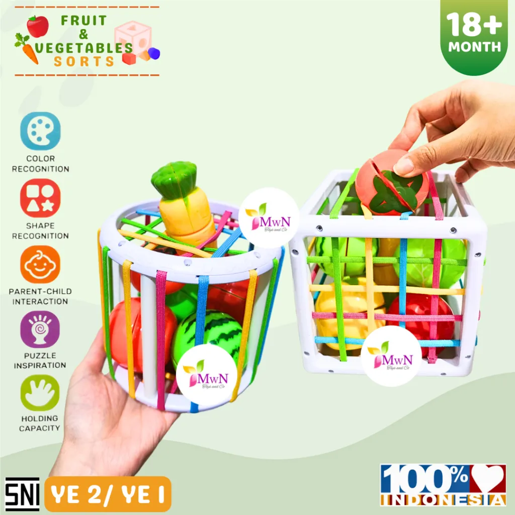 MWN Mainan Edukasi Shape Sorting Kotak Buah dan Sayur YE2