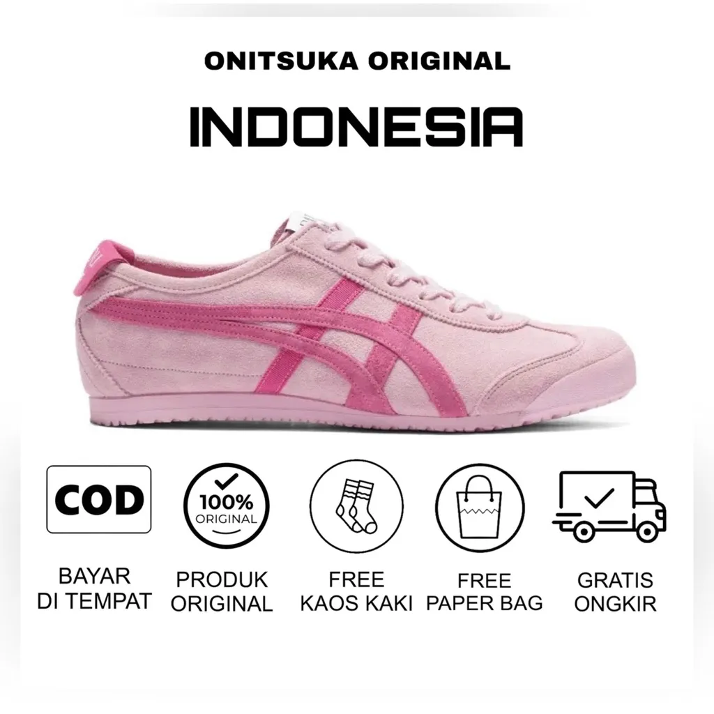 Sepatu Onitsuka Tiger Mexico 66 Patou Cotton Candy Bright Rose / Sepatu Wanita / Sneakers Wanita