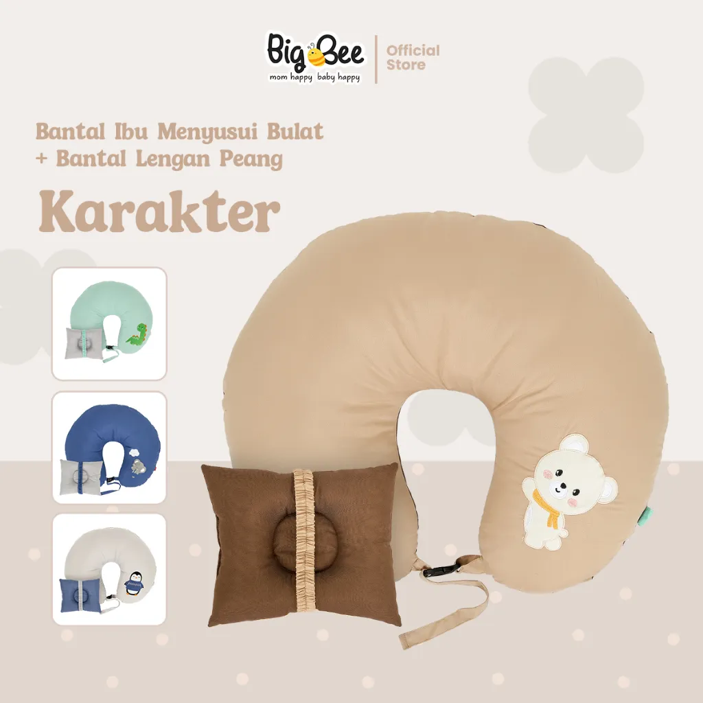 Big Bee Bantal Ibu Menyusui Bulat + Bantal Lengan Peang Karakter Series