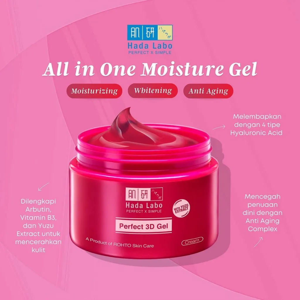 HADA LABO Perfect 3D Gel Night Cream Moisturizing || Whitening Anti Aging Complete Gel