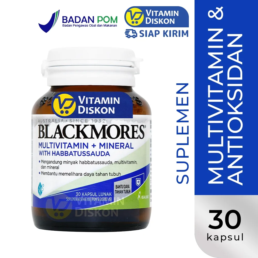 BLACKMORES MULTIVITAMINS PLUS MINERALS WITH HABBATUSSAUDA 30 CAPS | Memelihara Daya Tahan Tubuh Dengan Habbatussauda