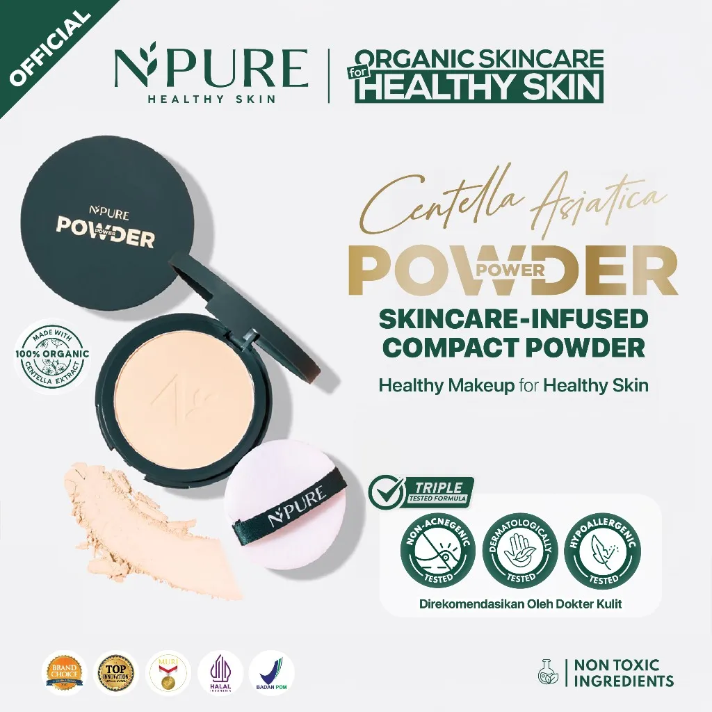 NPURE Acne (Centella) Power Cover Powder / Full coverage / Oil-control /Matte finish / Compact Powder / Two way cake / Flawless / Tekstur halus / Kulit Berjerawat / Powder Foundation / Anti komedo / Hypoallergenic / Dermatologically / Aman Bumil Busui / H