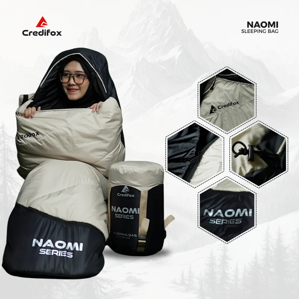 [CREDIFOX X NAOMI] Sleeping Bag Gunung Bahan Dacron 4oz Naomi Series Waterproof - Selimut Camping
