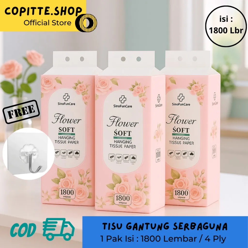 Tisu Kotak Gantung Premium 1800 Lembar 4 Ply Tebal Halus Dengan Desain Elegan
