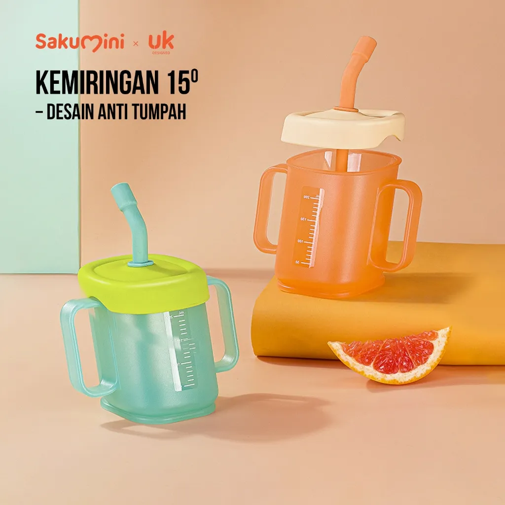 Sakumini Curve Straw Cup Training Gelas Minum Sedotan Anak