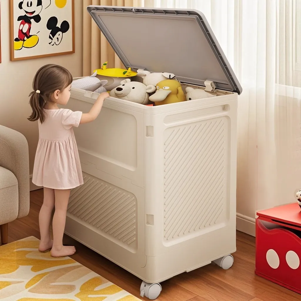 Kotak Penyimpanan Lipat Tutup Flip Kapasitas Besar Kedap Debu Lembab Untuk Baju Pakaian Mainan Selimut