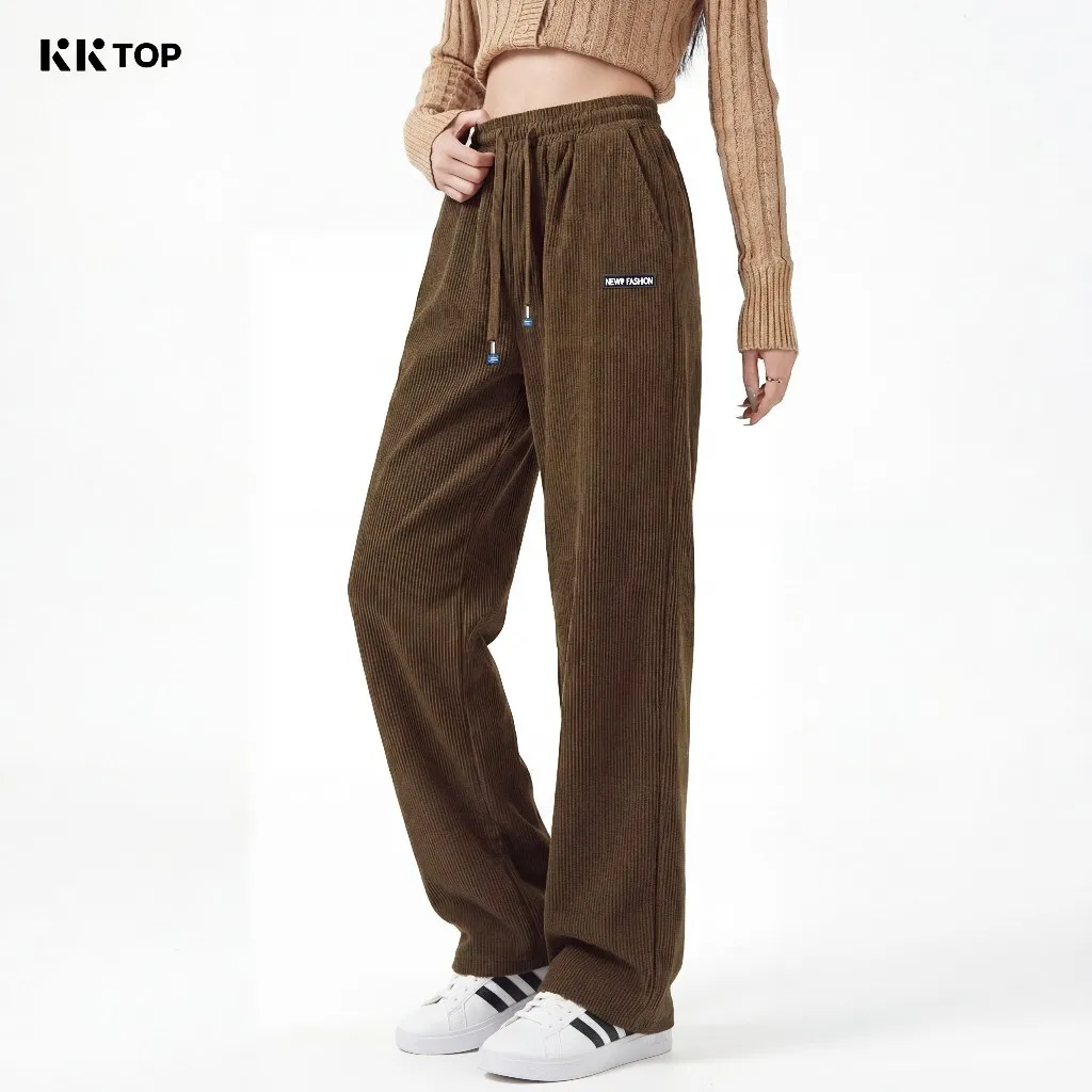 KKTOP Celana Panjang Corduroy Wanita Training Pants Casual Lembut Nyaman Auto Ramping (C103)