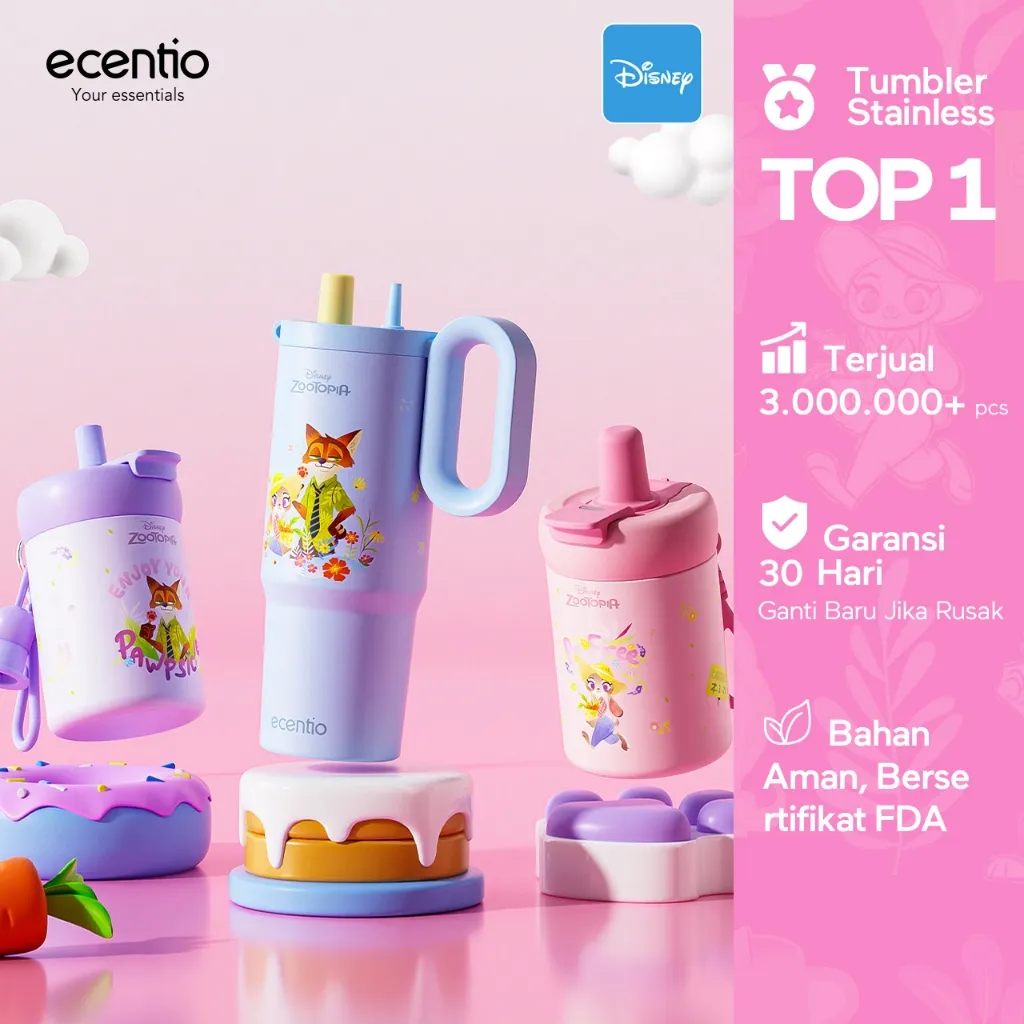 [Zootopia Series] ecentio tumbler stainless 316 Disney Co-brand 750ml / 500ml tahan panas dingin 24 jam botol minum lucu aesthetic portable termos air panas botol minum anak botol minum anak perempuan tumbler anak