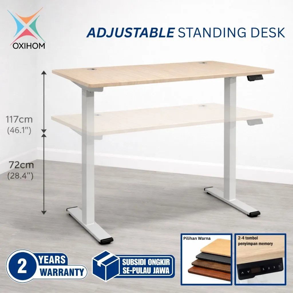 Oxihom T1 Meja Gaming Meja Computer Naik Turun Hidrolik Standing Desk Ergonomic Desk Height Adjusment Desk HAS Elektrik Desk with Modern Design, Enhanced Comfort, and Productivity for a Healthier Work Lifestyle.