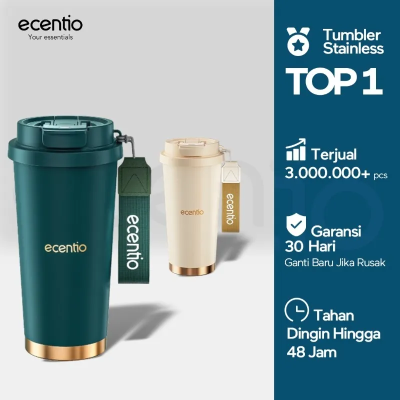 ecentio tumbler stainless 530ml tahan panas dingin 24 jam tumbler premium quality termos air 316 aesthetic tumbler kopi botol minum sedotan lucu untuk anak perempuan