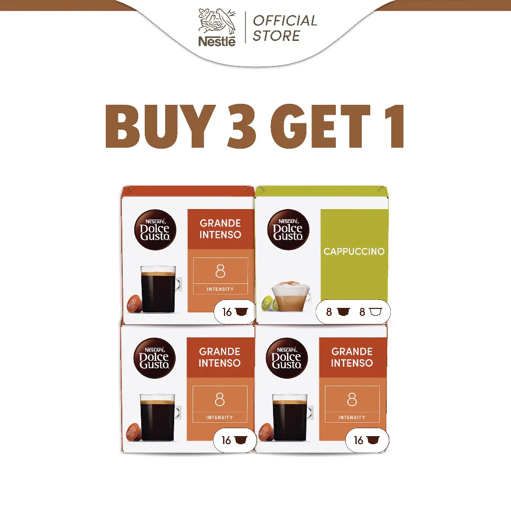 NESCAFÉ® Dolce Gusto Grande Intenso Buy 3 Get 1 Cappuccino | Paket Kopi Kapsul | Beli 3 Gratis 1 | Kopi Dolce Gusto | Kopi Kapsul | Coffee Capsule