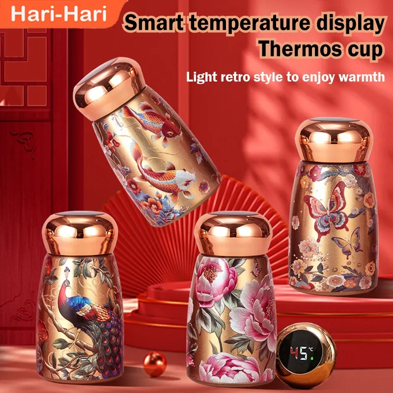 Tumbler Mini Premium Dengan Smart Display Temperature 230ml Stainless steel 316 botol minum anti tumpah botol tahan suhu botol portable desain 3D