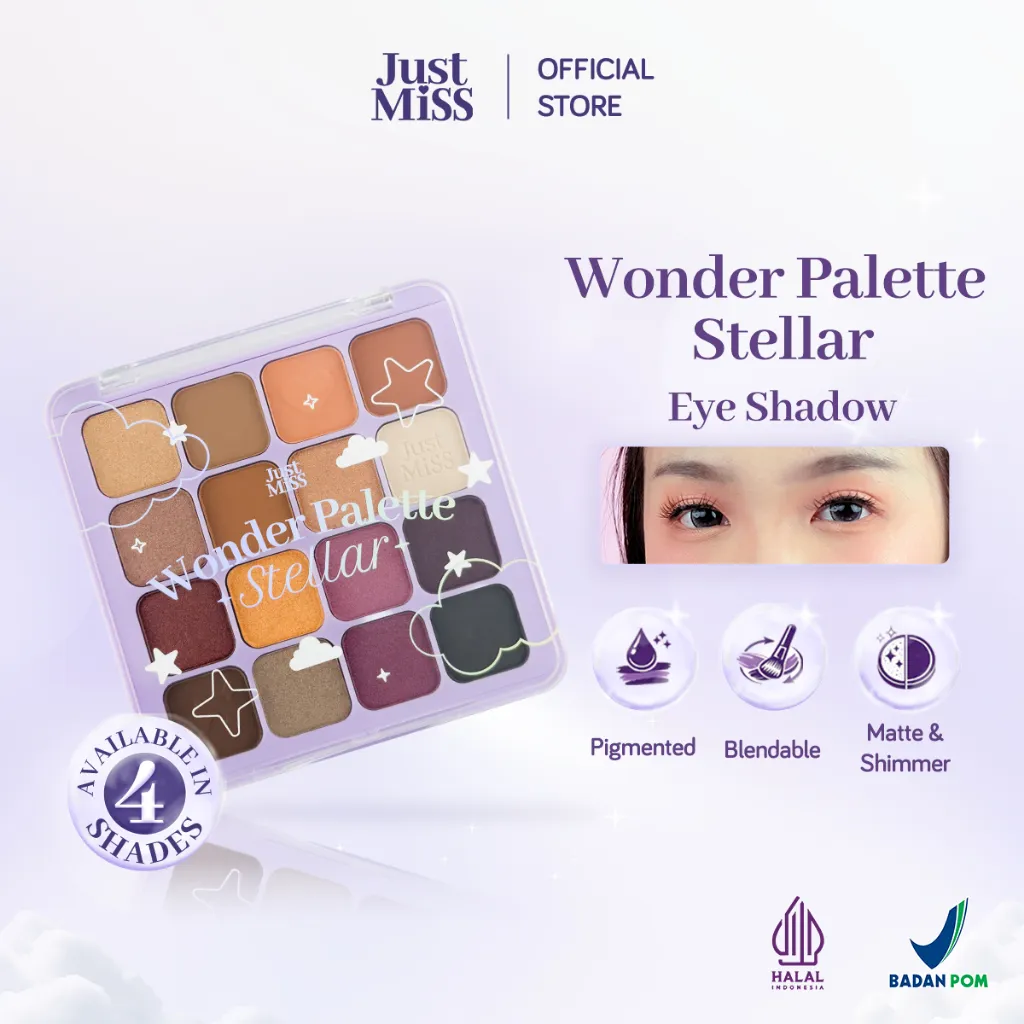 JUST MISS Wonder Palette Stellar Eye Shadow 13g - BPOM, Makeup Mata Cosmetic, Shimmer, Pigmented Komestik Perona Mata, Original