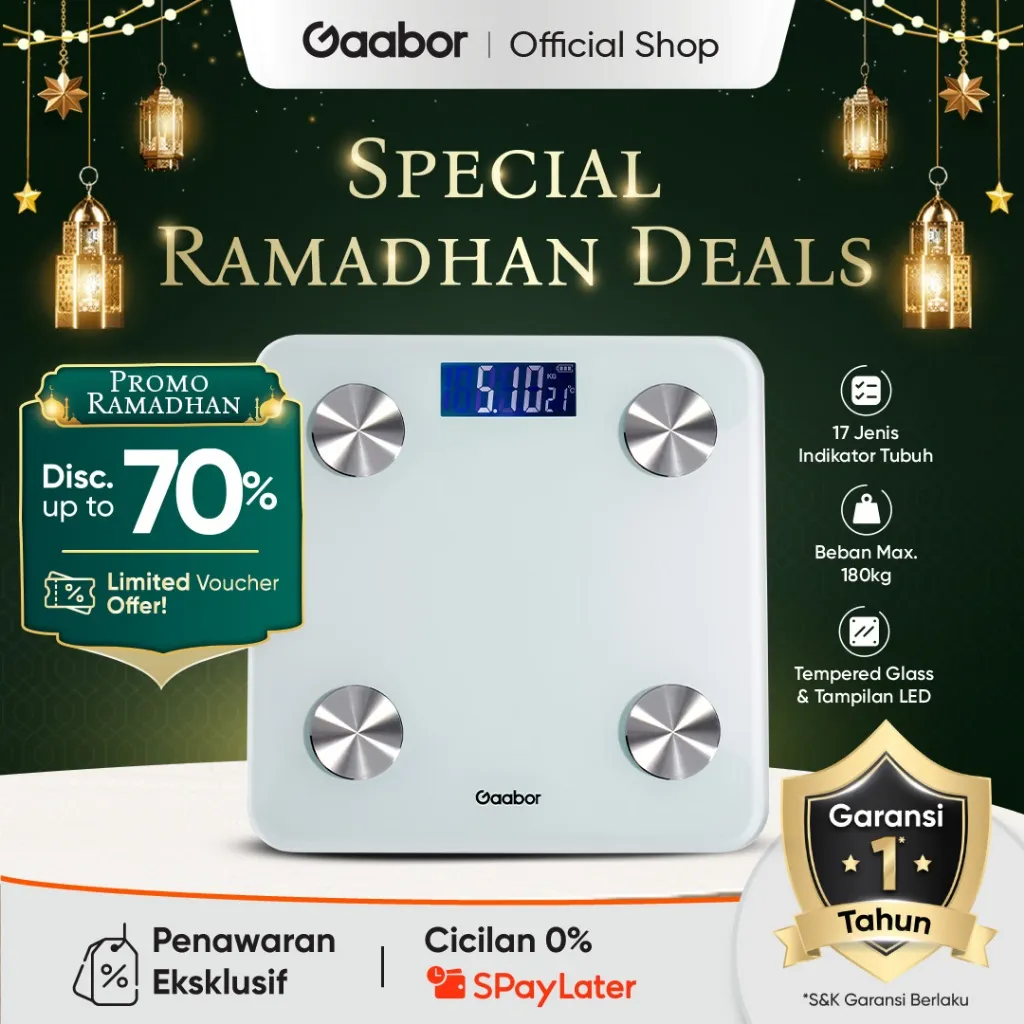 Gaabor Timbangan Badan Digital BMI Kadar Lemak Masa Otot Body Weight Scale / GWS-M02A