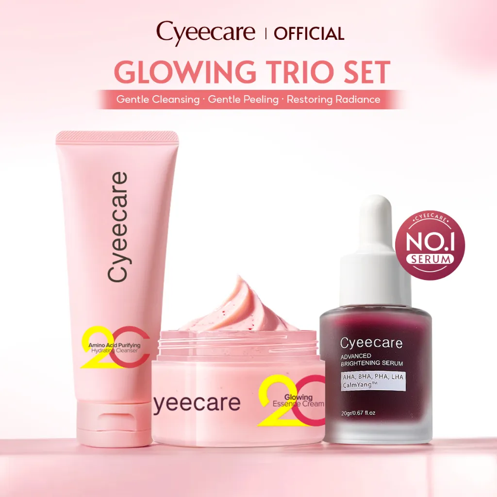 Cyeecare 3pcs paket Skincare Moisturizer+Serum+Cleanser Face Wash Glowing Kit Dark Spot
