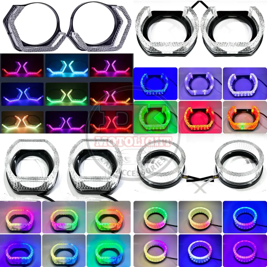 Crystal RGB 5D Ring Shroud Akrilik 2.5 / 3 Inchi Motor Mobil–Aksesoris BiLED 210+ Mode Premium