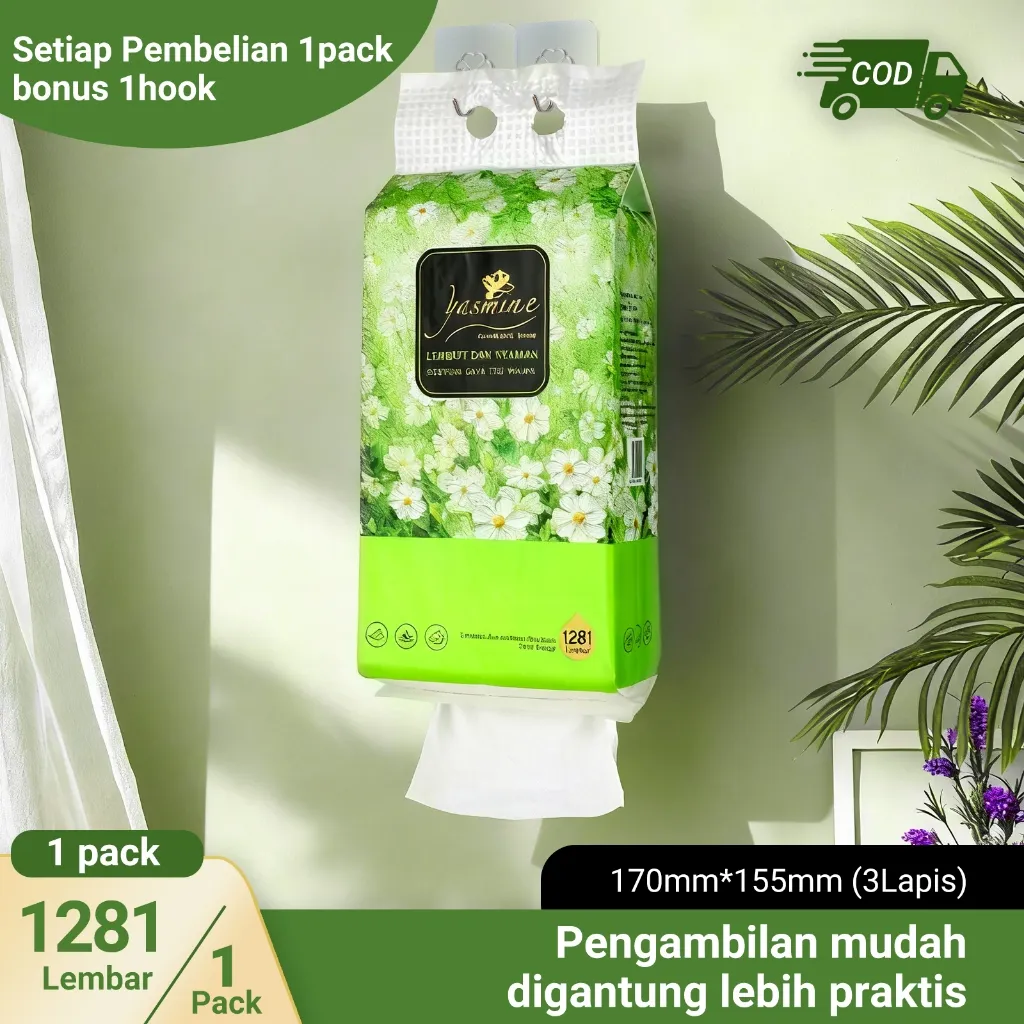 [1 pack][1 hook free] Yasmine tissue Tisu Wajah, Gantung tissue facial tissue, 1281sheets 3 ply