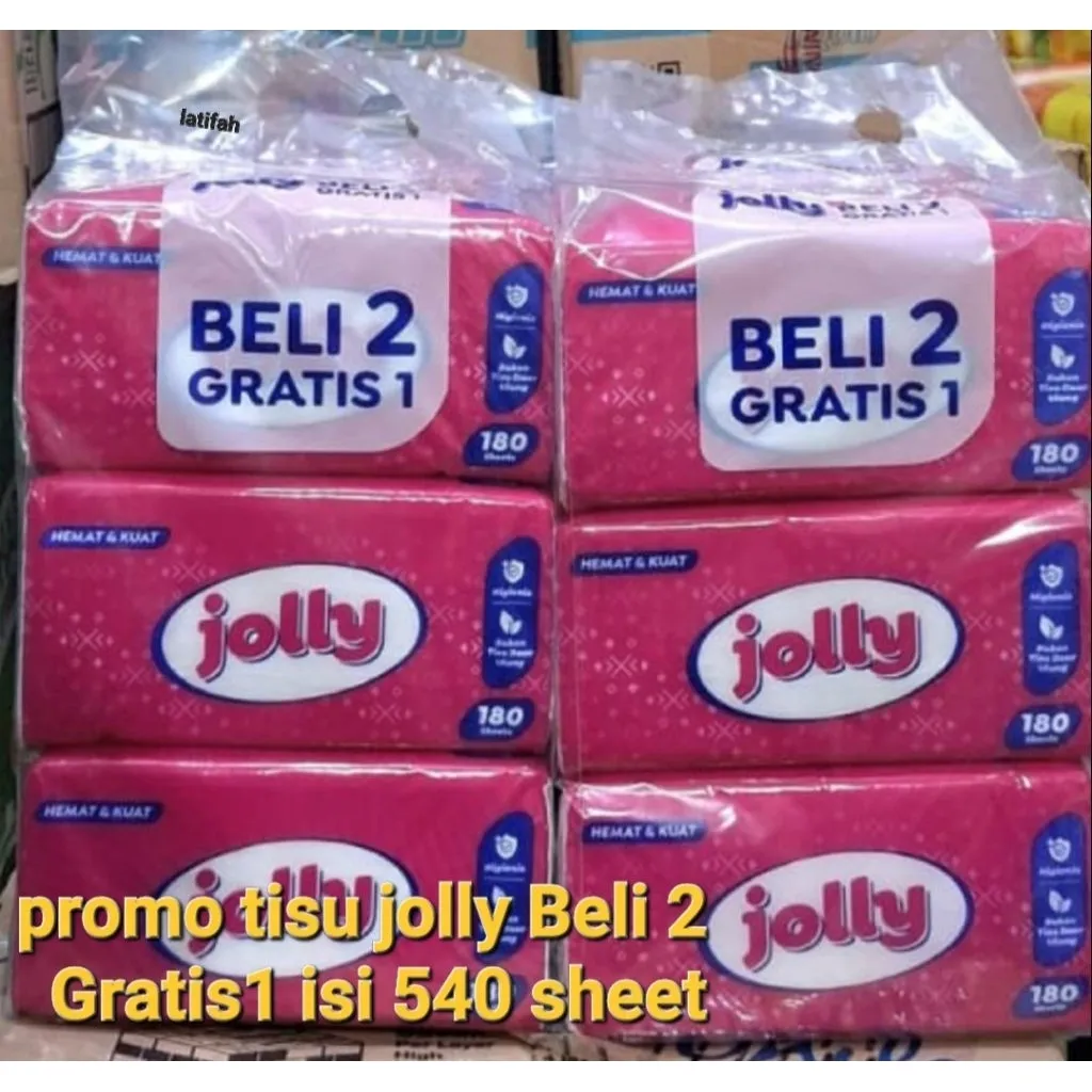 Promo Tisue Jolly Isi 3 pack 540 sheet Lebih Hemat