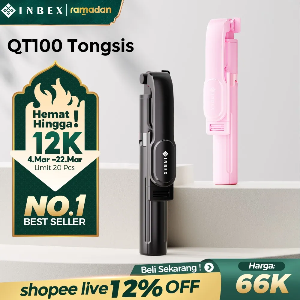 INBEX QT100 Tongsis Tripod Bluetooth 1m Fill light PL4  Tripod Remote Tongsis hp Selfie Stick Bluetooth Tongsis Gimbal untuk Handphone Kamera Ring Light