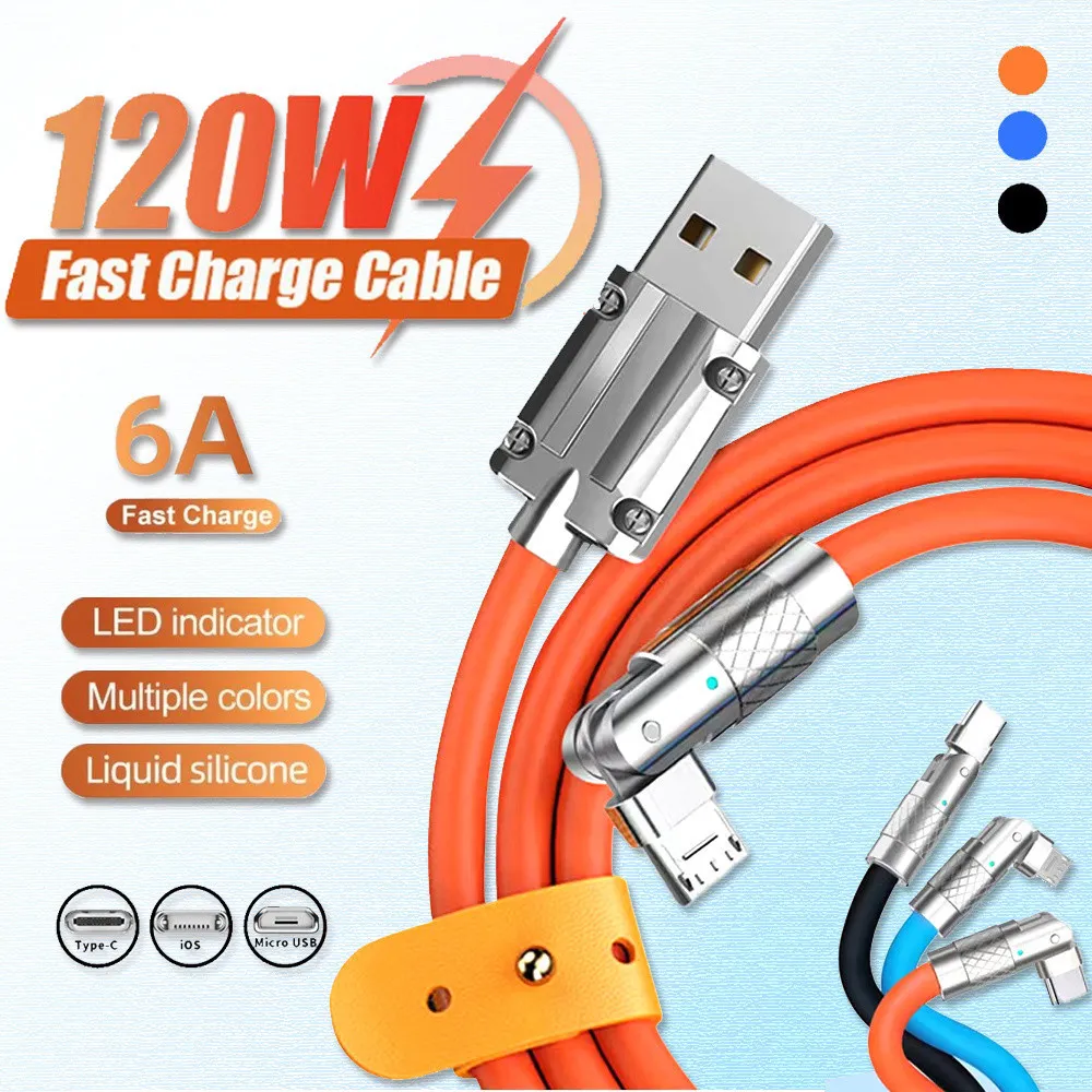 120W Fast Charging Micro usb Type C Kabel Data For IOS USB Cabel Casan Android Liquid Kable