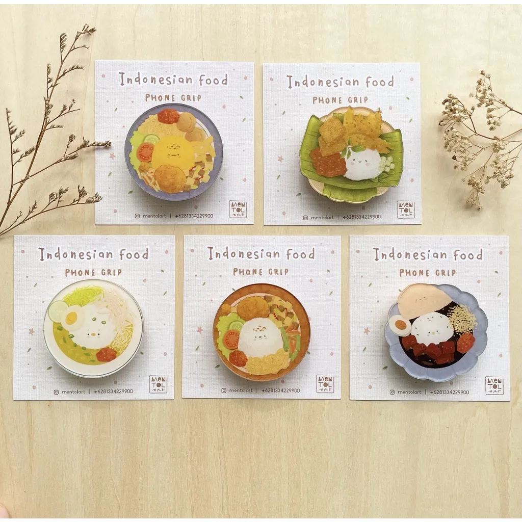 MENTOL ART Acrylic Pop Socket Phone Holder Indonesian Food Series - Popsocket Akrilik Makanan Indonesia