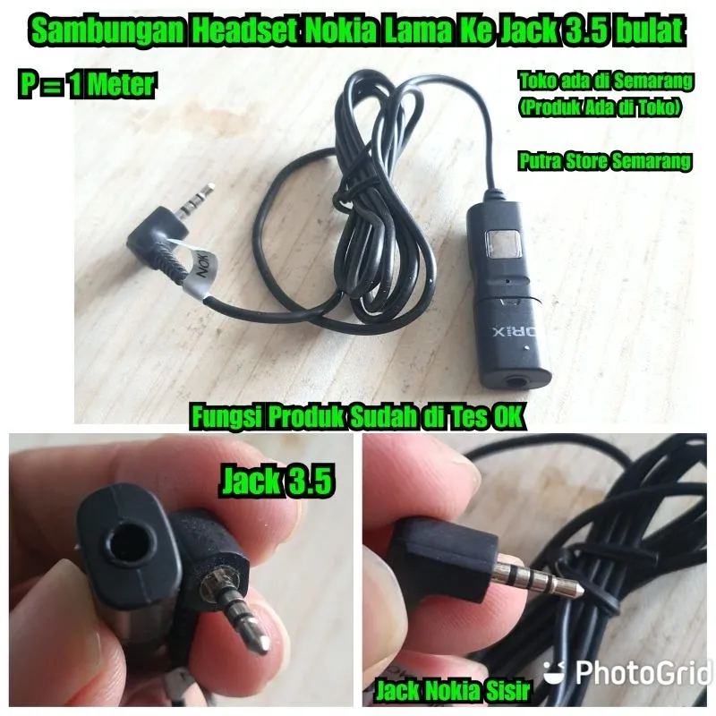 Sambungan Headset Nokia jack Kecil 2,5 to 3.5 Adapter Converter Headset Nokia Kecil ke besar