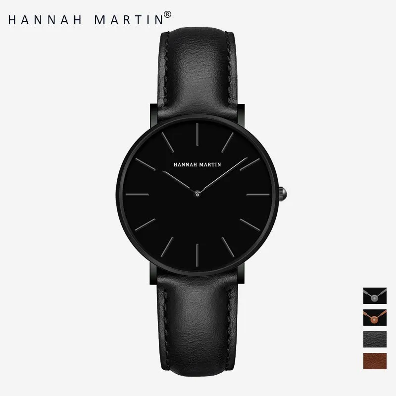 HANNAH MARTIN Jam Tangan Wanita 100% Original Keren Sangat tipis Quartz CEWEK Couple Kulit Anti Air Women Watch COD Laki Arloji Women Watch murah CH36+