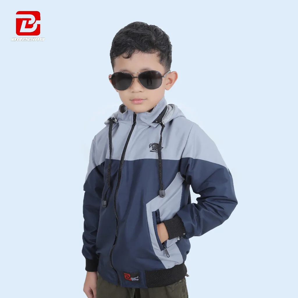 Bozzino Jaket Parasut Anak Laki-Laki dan Perempuan Terbaru Tahan Air dan Tahan Angin Usia 3-14 Tahun