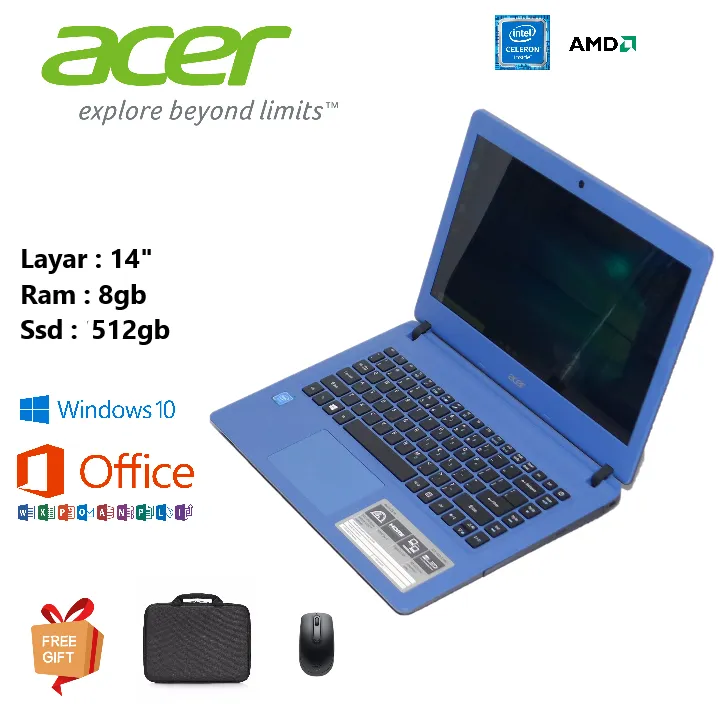 LAPTOP ACER INTEL /AMD RAM 8gb SSD 512gb FREE GIFT