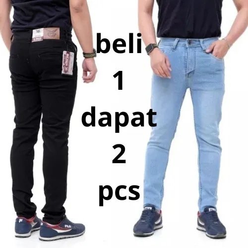 Celana Jeans Pria Slim Fit Terbaru | Celana Denim Cowok Kekinian {PAKET HEMAT BELI 1 GRATIS 1 PCS}