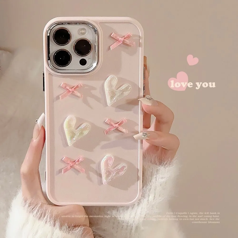 Case HP Pita Cinta Pink berlapis Listrik Untuk  iPhone 15 11 13 14 12 Pro Max X XR XS Max 7 8 Penutup