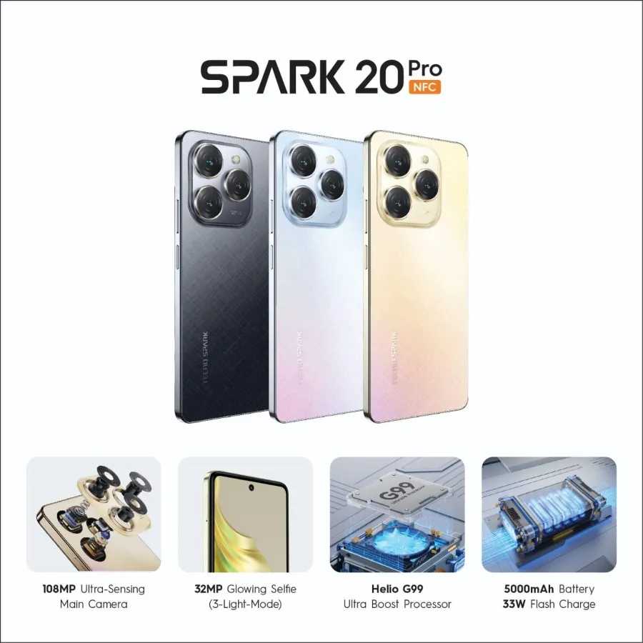 Tecno spark 20 pro ram 8/256gb dan 12/256gb bergaransi