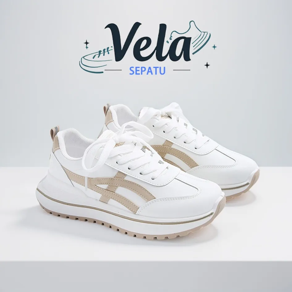 vela FREE BOX Sepatu Wanita Sneakers Fashion Korean Shoes putih running flatshoes