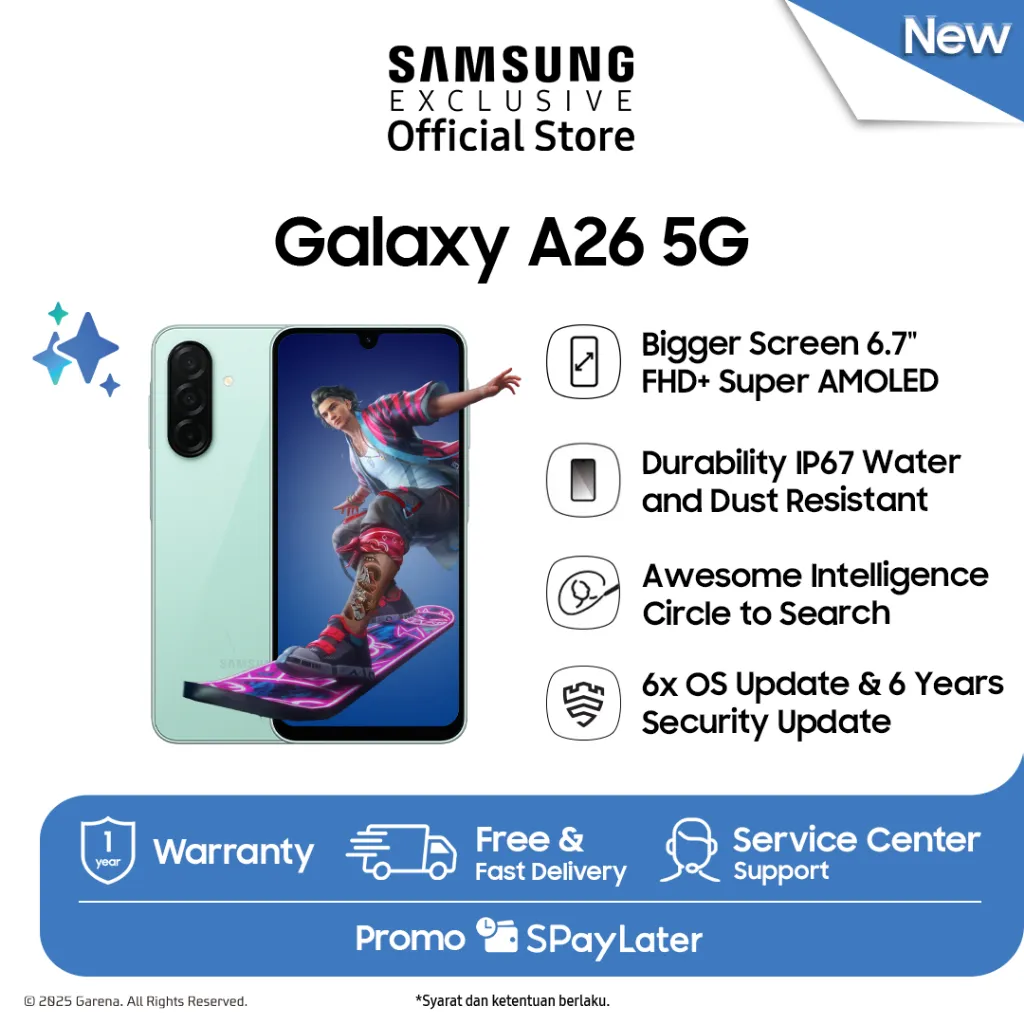 Samsung Galaxy A26 5G 8/256 GB - Light Green Galaxy AI | Smartphone AI | Baterai 5000mAh