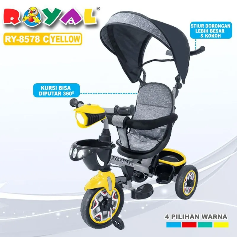 STROLLER BIKE ROYAL RY - 8578 CANOPY SEPEDA DORONG ANAK TERBARU DILENGKAPI DENGAN MUSIK DAN LAMPU