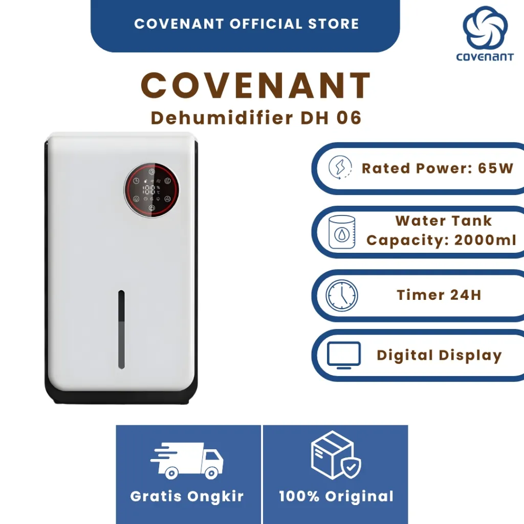 Covenant Dehumidifier DH-06 Portable 2L Penyerap Kelembapan Ruangan Kamar Kantor Anti Jamur + Remote