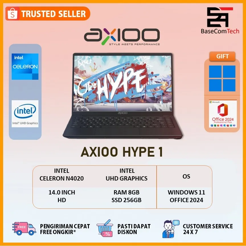 AXIOO HYPE Series Intel N4020 RAM 8GB SSD 256GB 14 Inchi Windows 11 Garansi Resmi Axioo