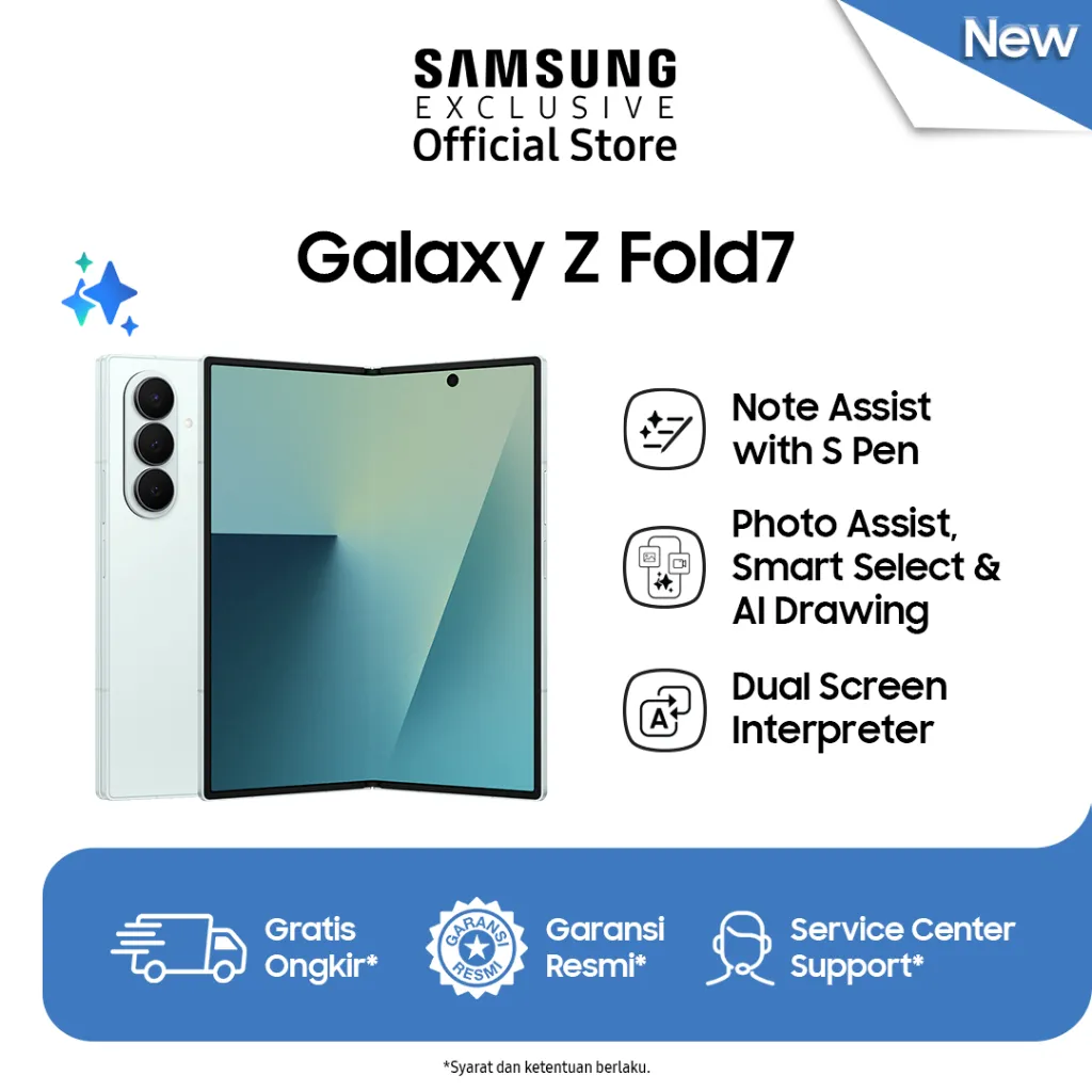 Samsung Galaxy Z Fold7 12/512GB Online Exclusive - Mint | Smartphone AI | Hp Lipat Tipis | Kamera 200MP