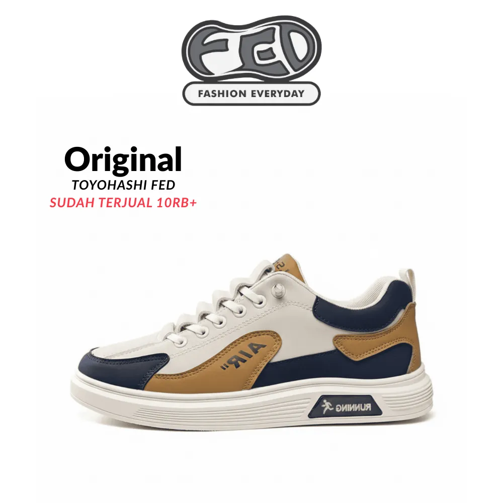 FED Sepatu Sneakers Toyohashi Navy Cream Hijau Biru Blue Kets Pria Wanita Kasual Ringan Kekinian