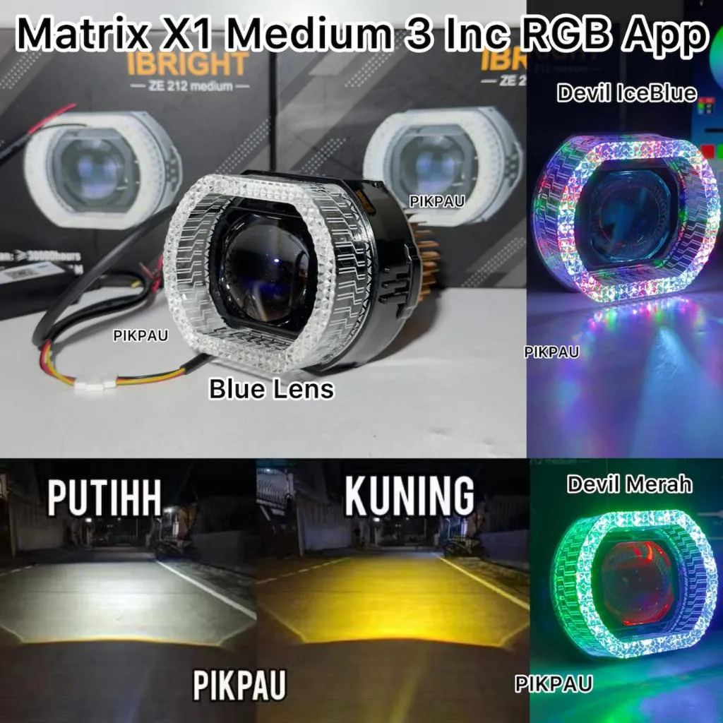 IBRIGHT Lampu Utama Projie Matrix ZE212 Medium RGB APP