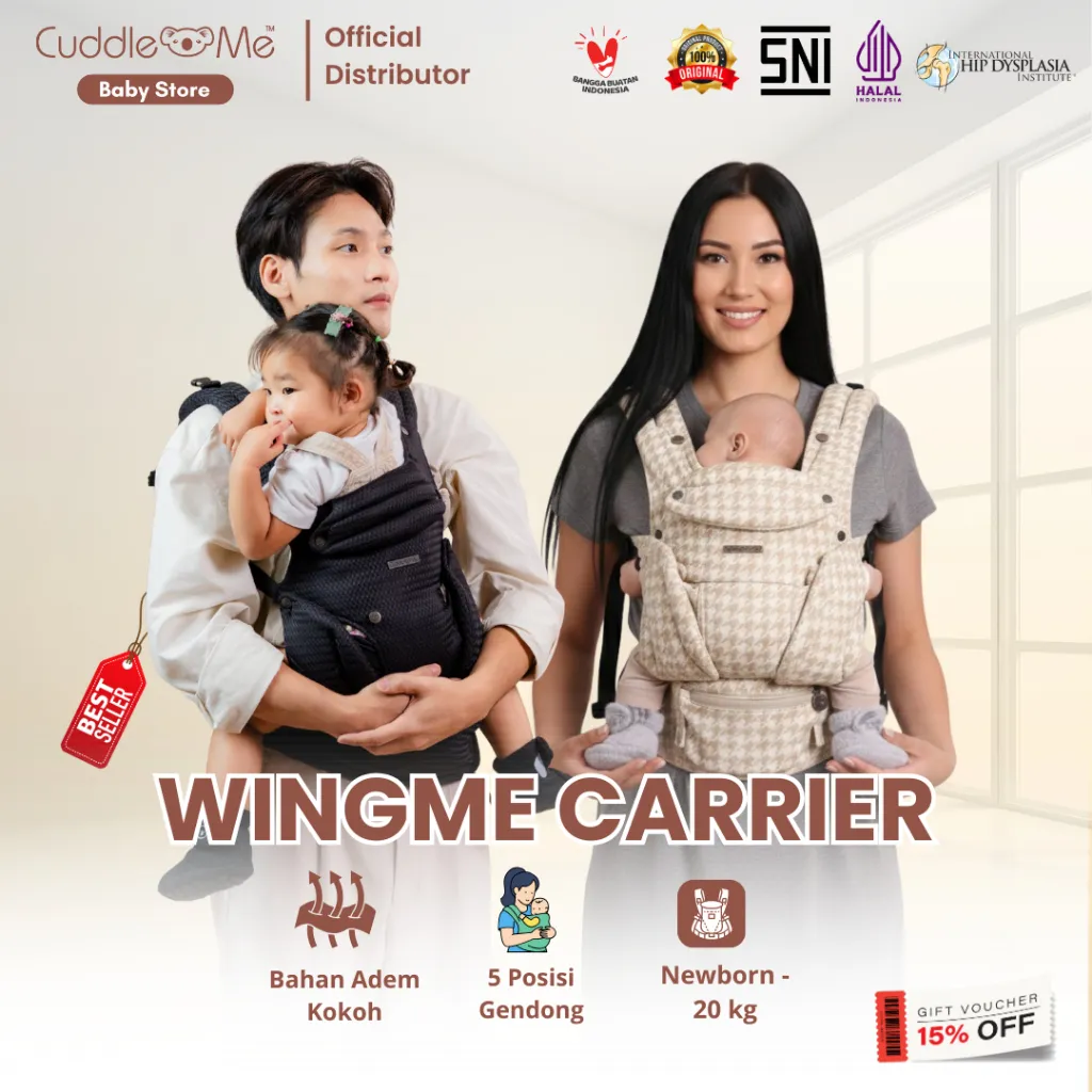 CuddleMe Wingme Carrier Premium Pop Art Heritage Gendongan Depan Non Hipseat Newborn Baby Toddler SSC M Shape Adjustable 5 Posisi Bayi Balita Wing Me Woven Heritage Cuddle Me VS Ultimo