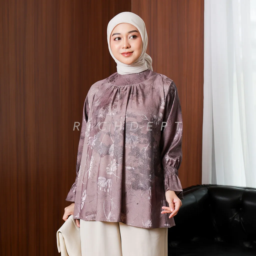 RICHDEPT Ryuka Blouse Atasan Wanita Blouse Motif Silk Premium Outfit Lebaran 2026