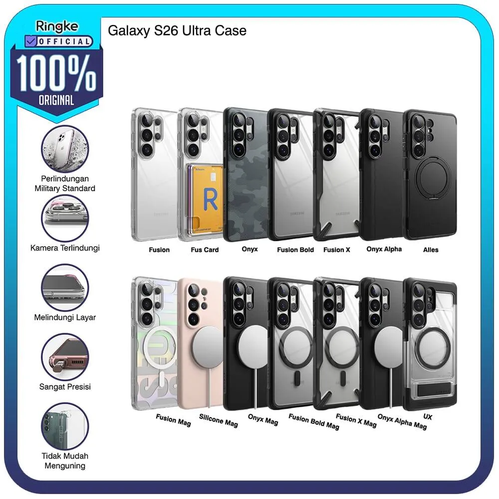 Casing Ringke Compatible For Samsung Galaxy S26 Ultra Magnetic Fusion Bold / Card / Fusion X / Onyx A / Rugged Gear / Alles / UX / Silicone Case Magsafe Softcase Tipis Anti Slip Military Drop Hardcase Slim Armor Full Cover No Yellowing Tahan Banting
