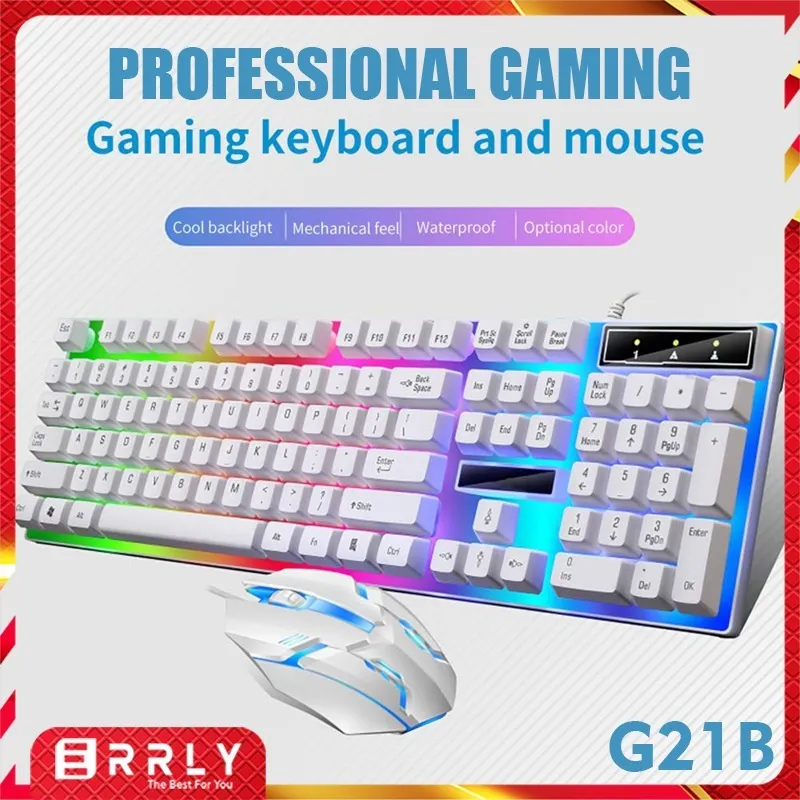 Set Mouse Keyboard Gaming Kabel G21B Mechanical Led RGB Keyboard Laptop USB Cable /Keyboard Komputer