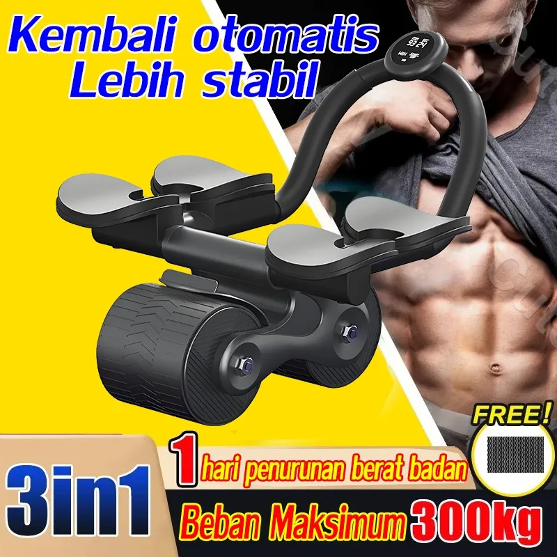 3 Hari untuk mendapatkan otot perut AB Roller Wheel Dilengkapi dengan timer Rebound otomatis Dukungan siku Rem pintar Cocok digunakan oleh pria dan wanita Abdominal Core RollerWheels Plank Trainer Abdominal Roller Roda Perut