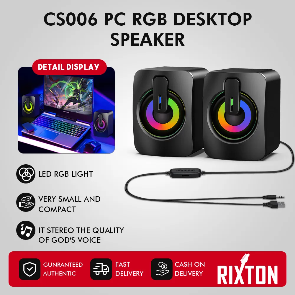 RIXTON Mini PC RGB Desktop Gaming Speaker Laptop Surround Stereo