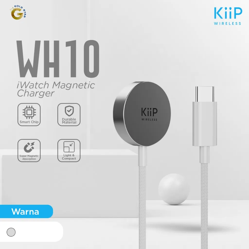 KiiP Wireless WH10 Iwatch Charger Magnetic Suction Braided Cable Type-C