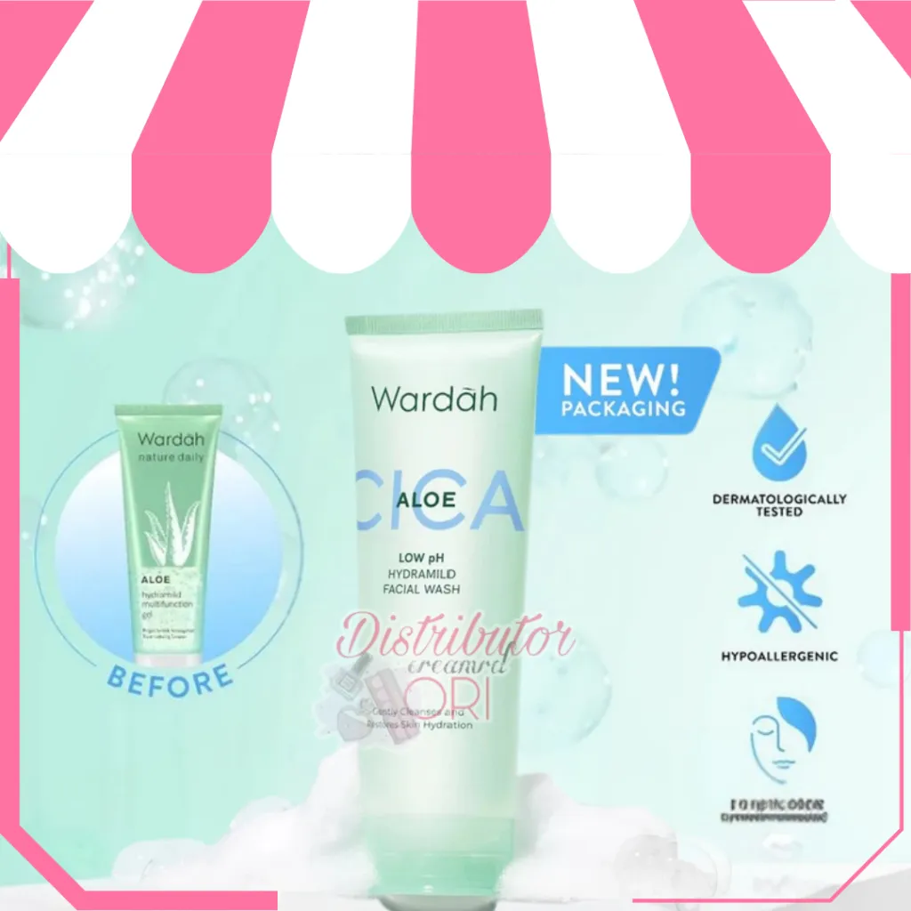 Wardah Nature Daily Aloe Hydramild Facial Wash - Gel pembersih wajah - Dilengkapi Natural Aloe Vera 50ML
