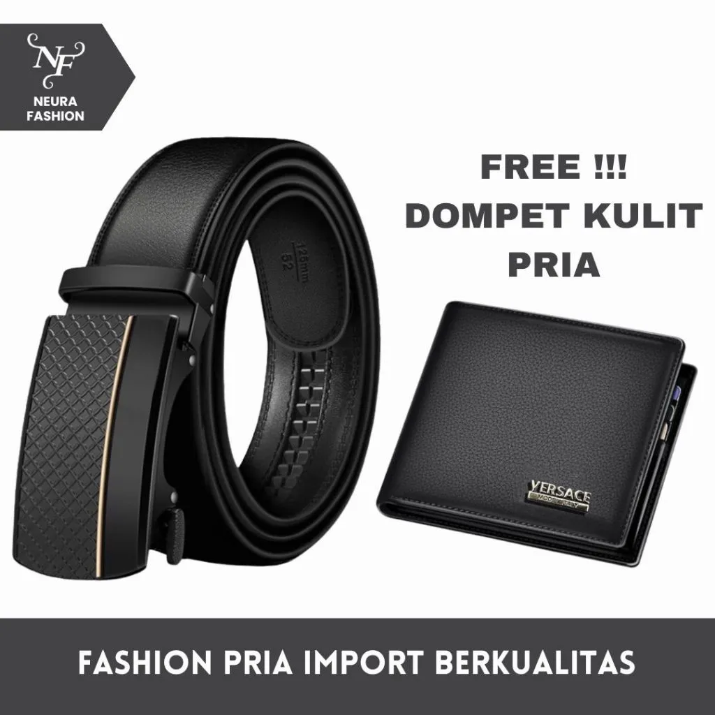 GRATIS DOMPET KULIT !! Ikat Pinggang Pria Sabuk Pria Dewasa Gesper Pria Panjang 120 cm