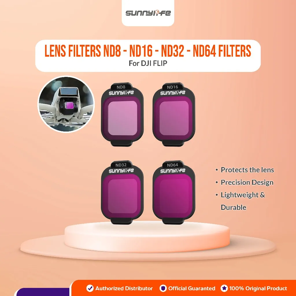 SUNNYLIFE Lens Filter ND Set ND8 ND16 ND32 ND64 For DJI FLIP Optical Filters Drone Lensa Aksesoris Accessories Neutral Density 8 16 32 64
